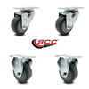 Service Caster 3 Inch Thermoplastic Rubber Wheel Swivel Top Plate Caster Set with 2 Rigid SCC SCC-20S314-TPRB-2-R-2